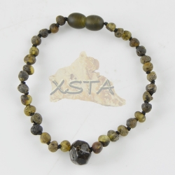 Amber bracelet raw green 18 cm natural